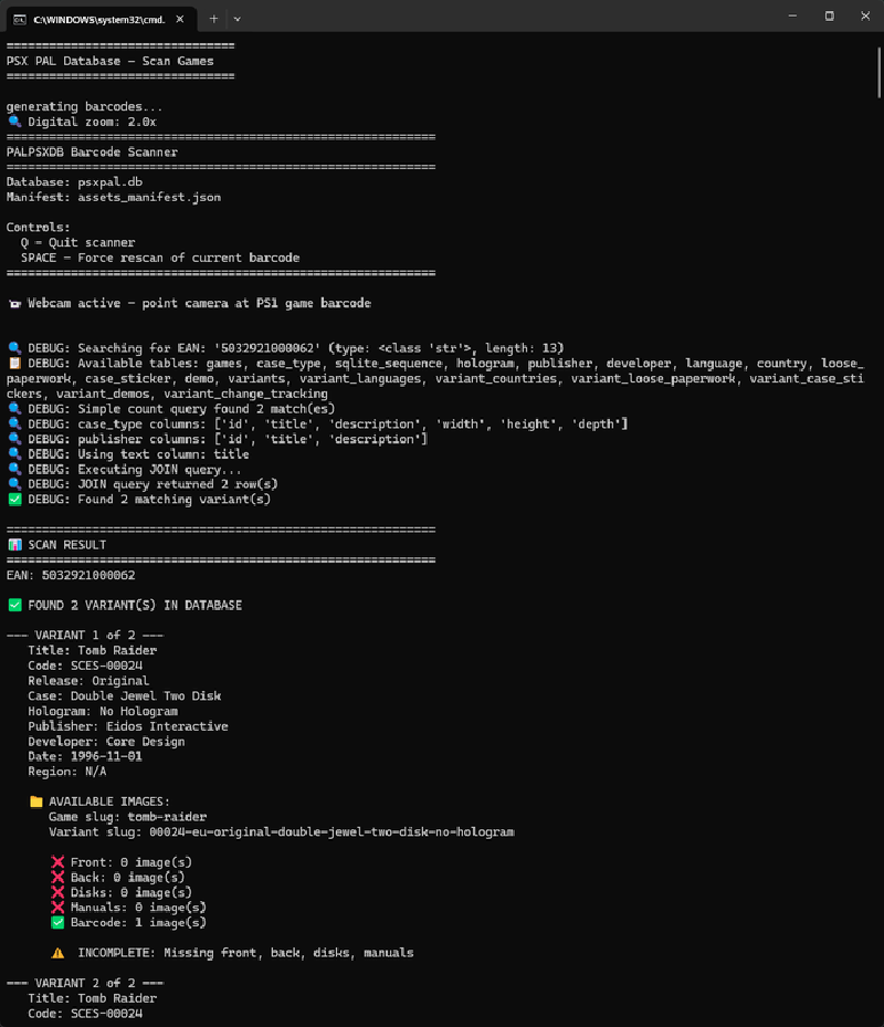 Example of the code working.
