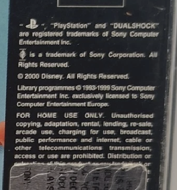 Original copyright message on standard Sony release