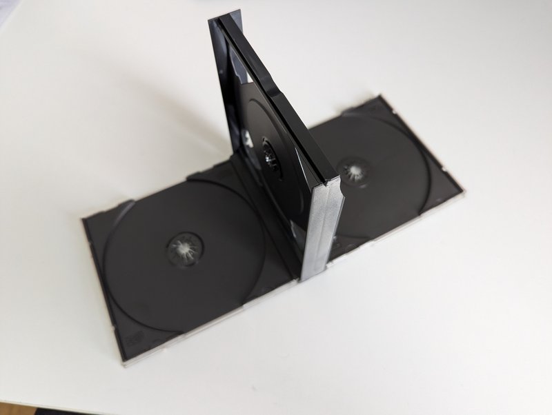 Multiway three disk case fully open