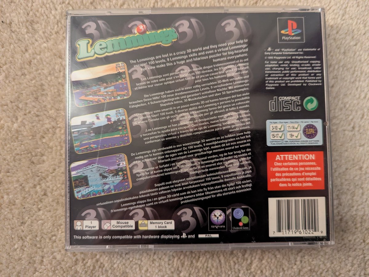 3D Lemmings - Back Cover