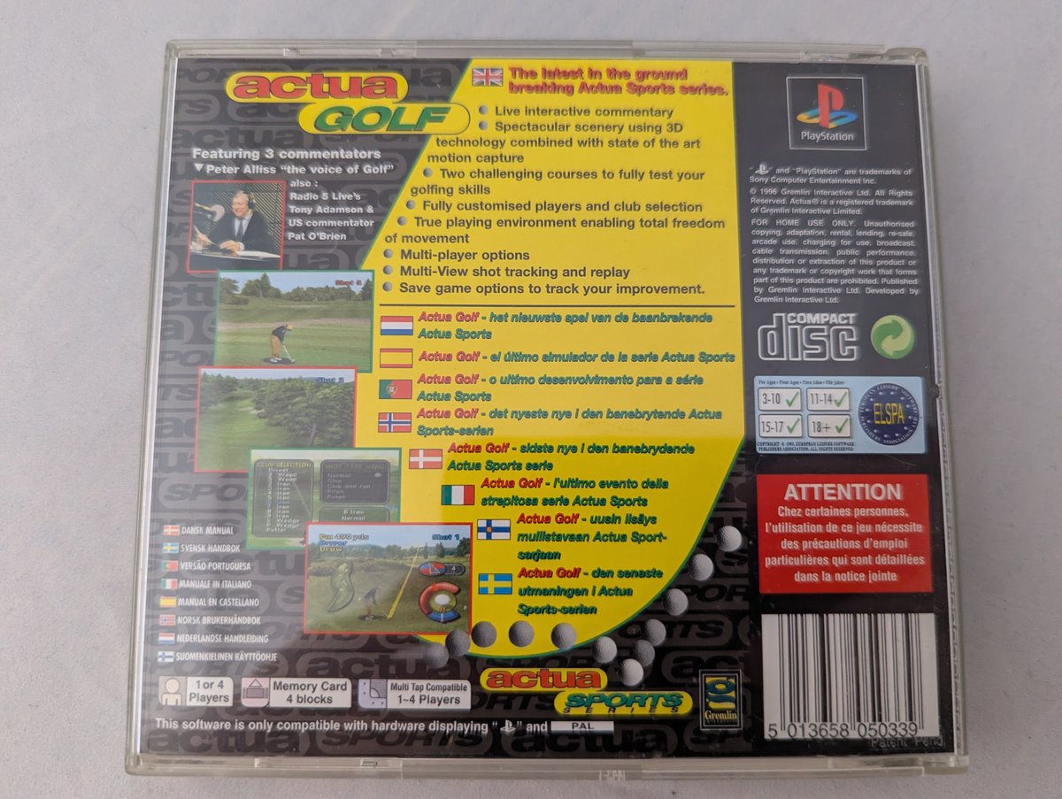 Actua Golf - Back Cover