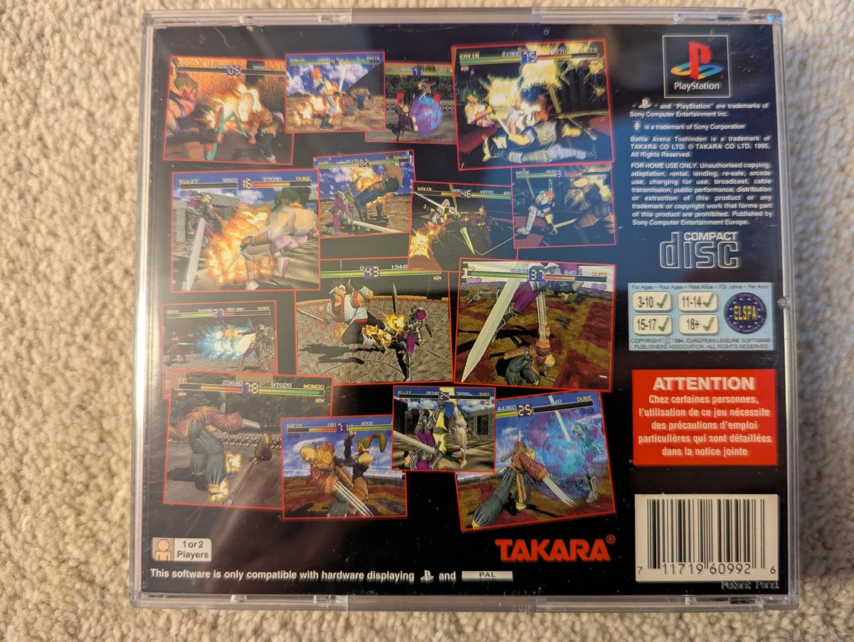 Battle Arena Toshinden - Back Cover
