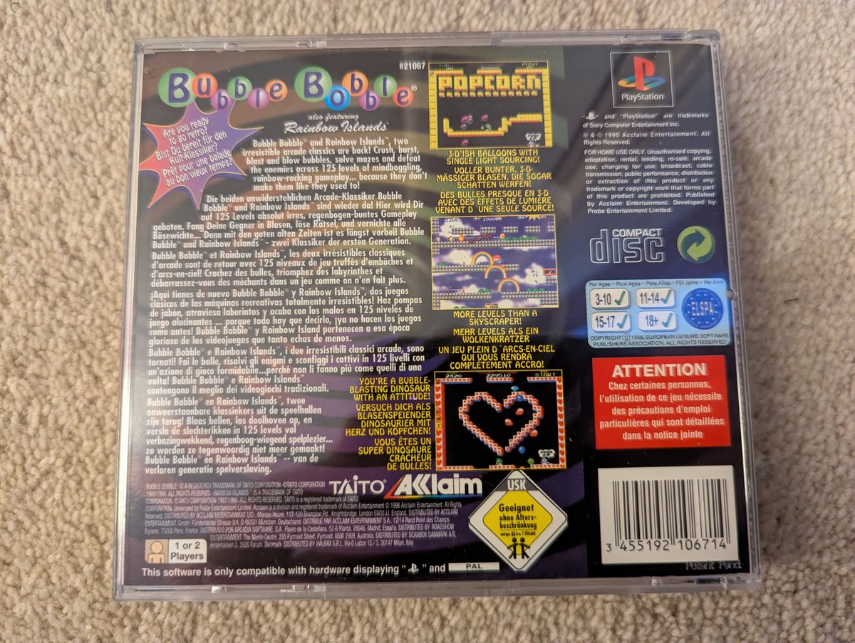 Bubble Bobble also featuring Rainbow Islands - Back Cover