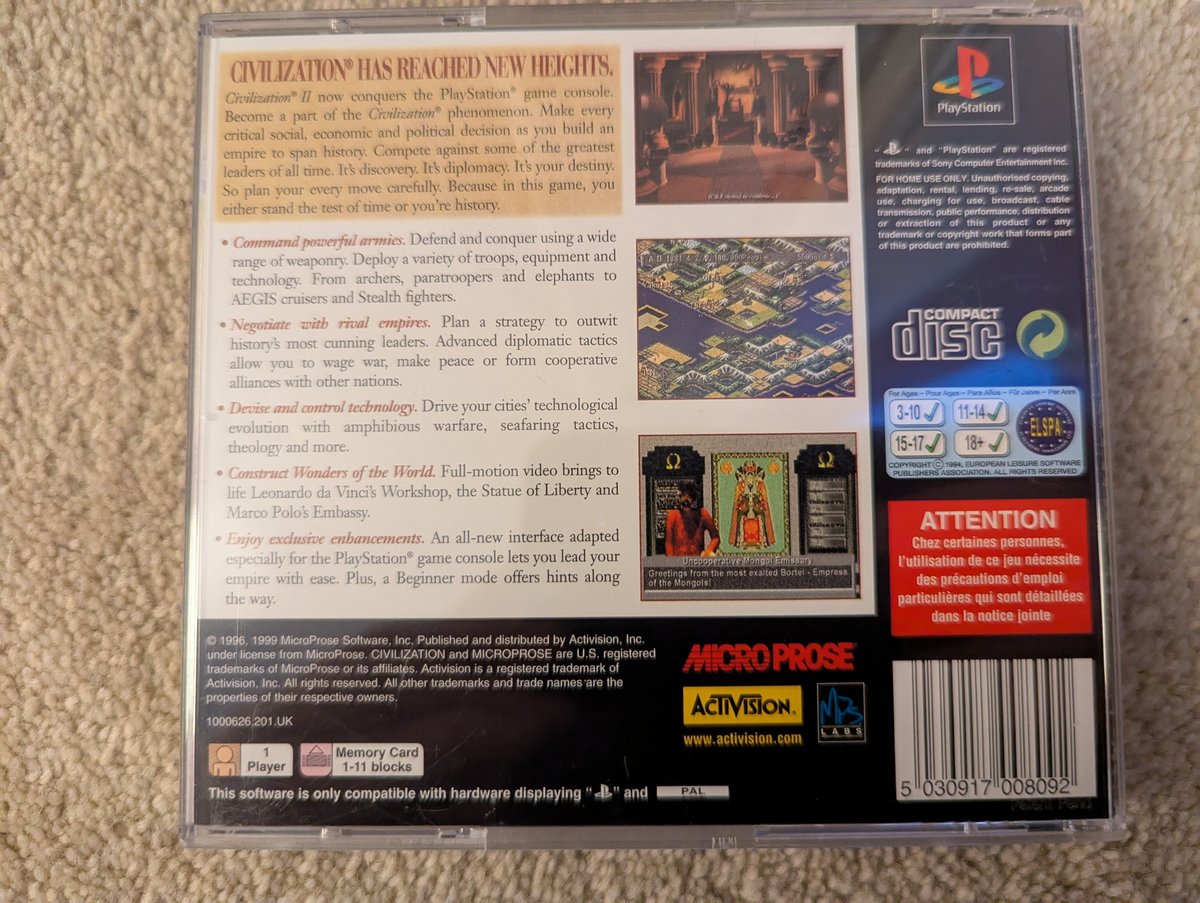 Civilization II - Back Cover