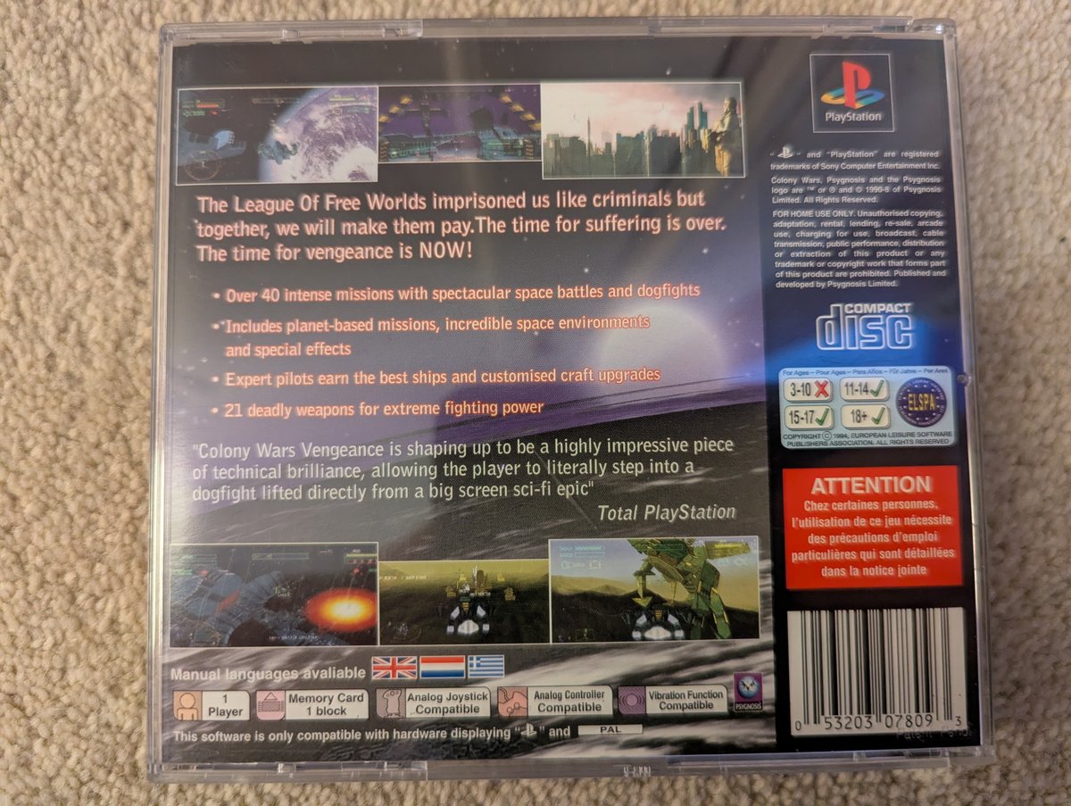 Colony Wars: Vengeance - Back Cover