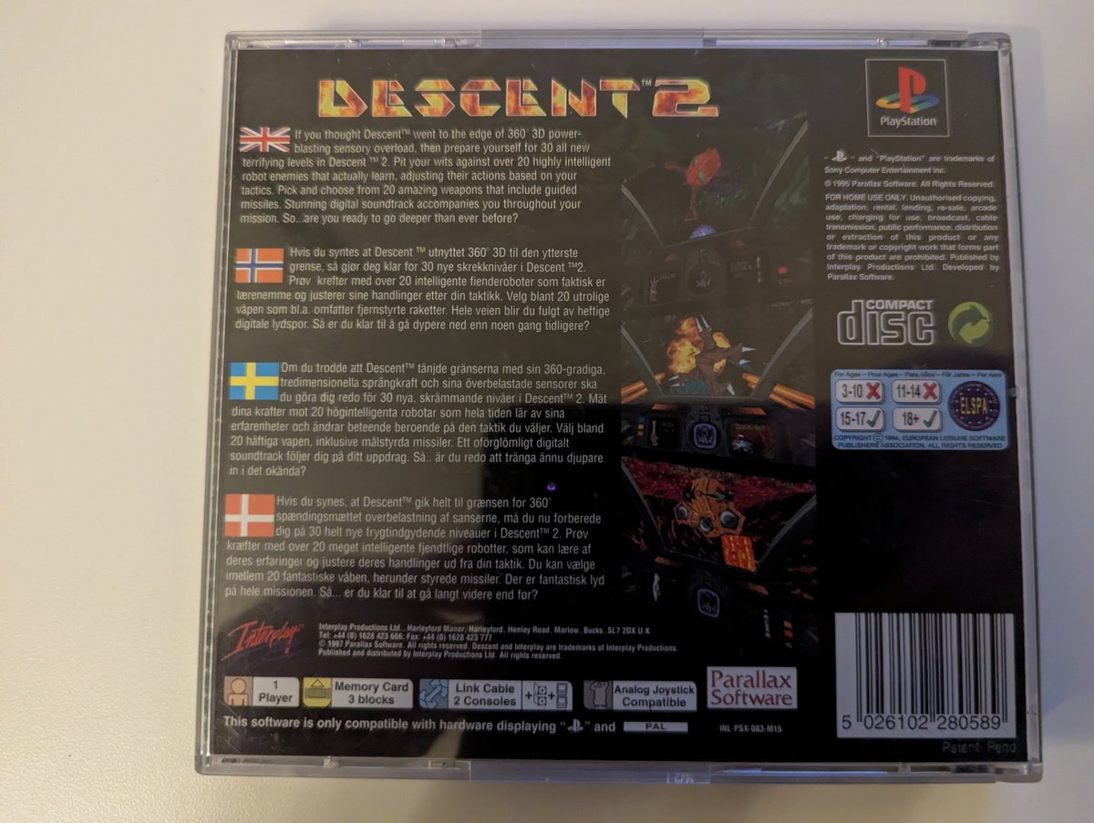 Descent II - Back Cover