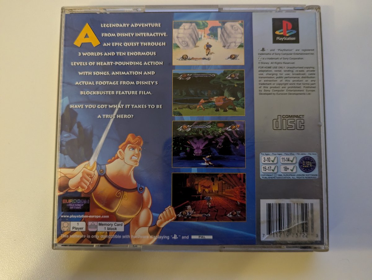 Disney's Action Game featuring Hercules - Back Cover