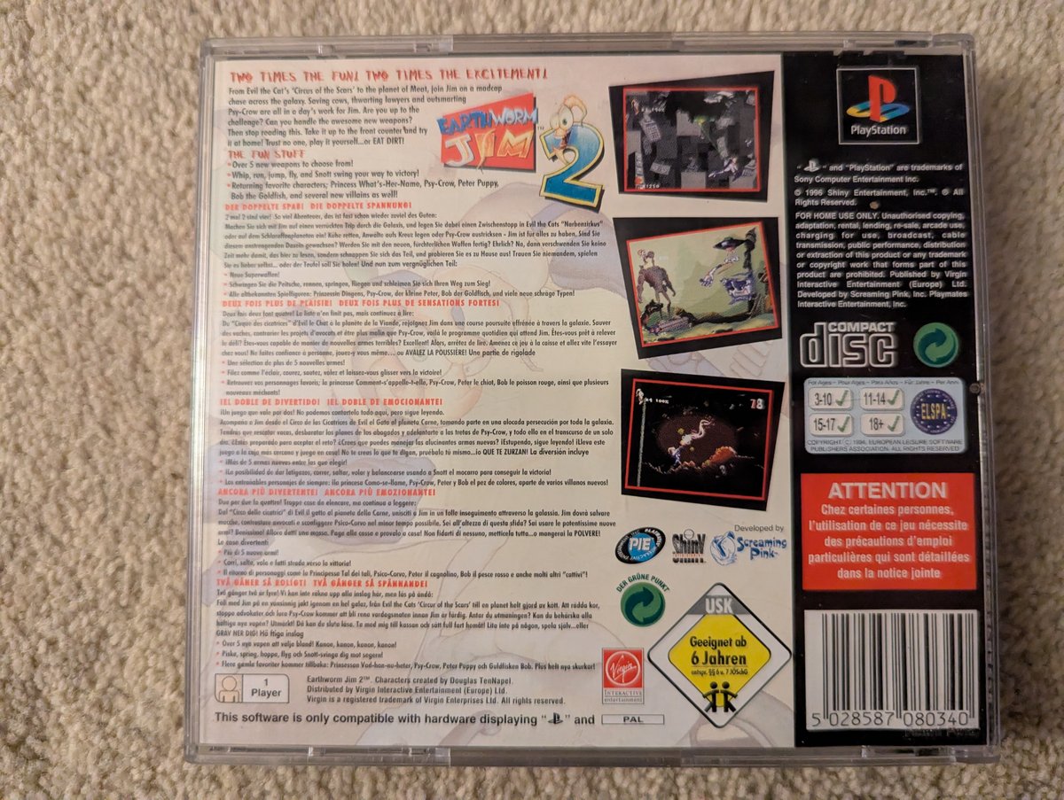 Earthworm Jim 2 - Back Cover