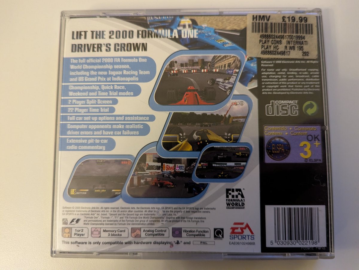 F1 2000 - Back Cover