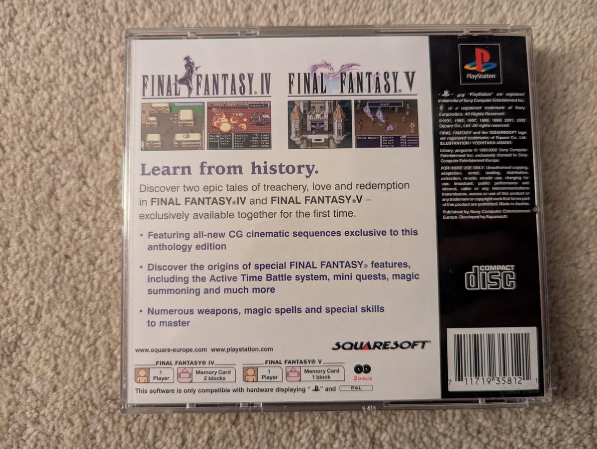 Final Fantasy Anthology - Back Cover