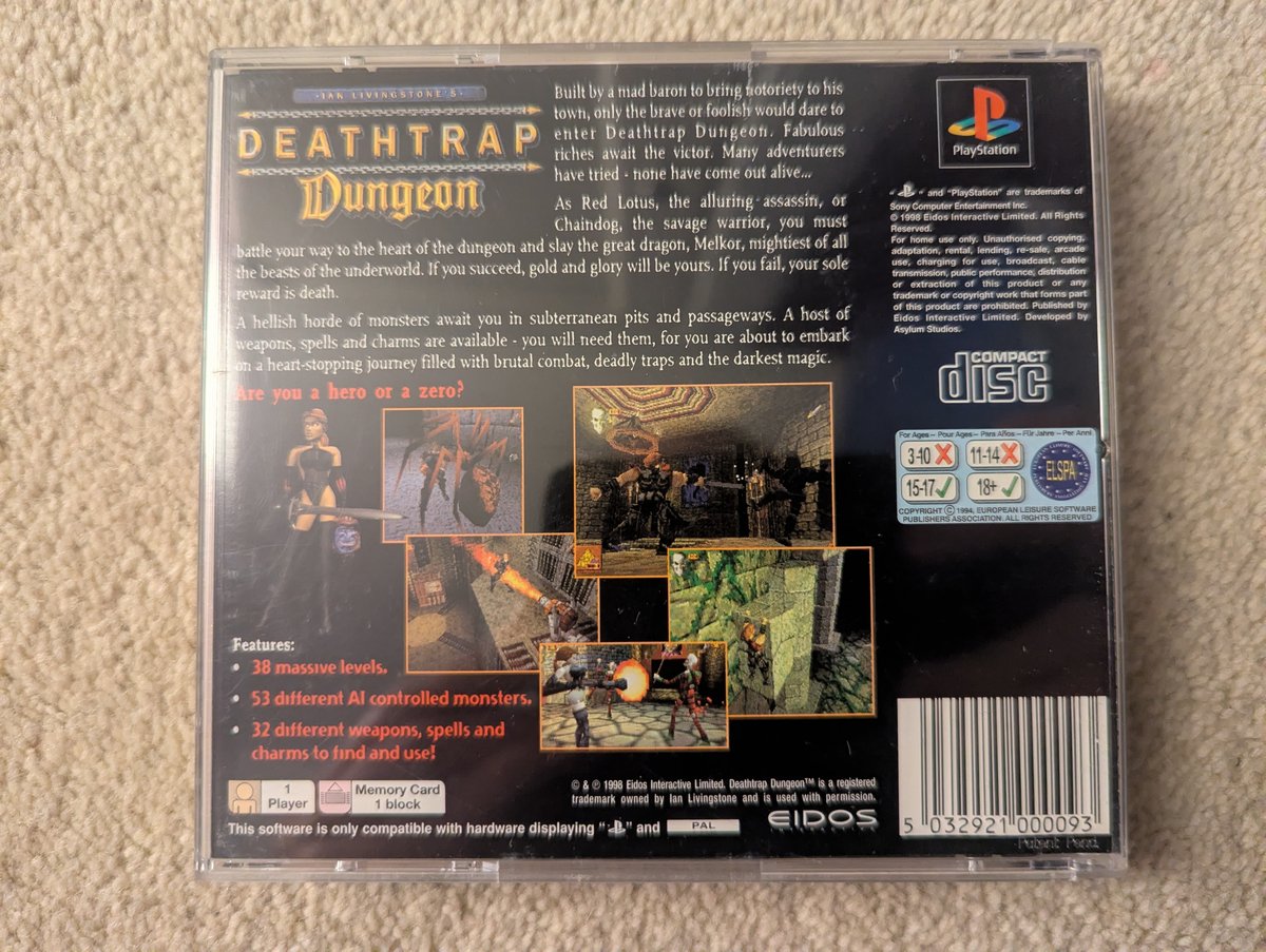 Ian Livingstone's Deathtrap Dungeon - Back Cover