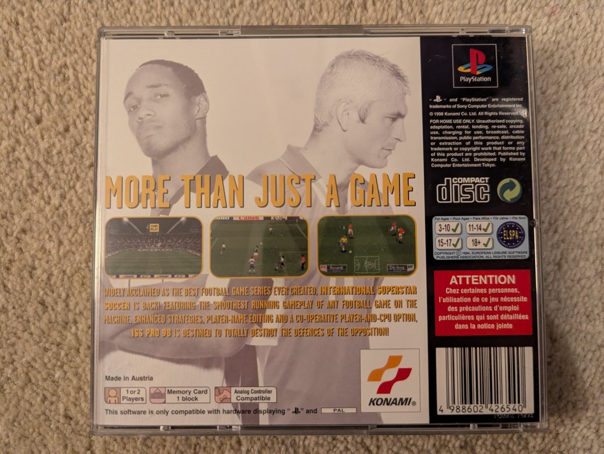 International Superstar Soccer Pro '98 - Back Cover