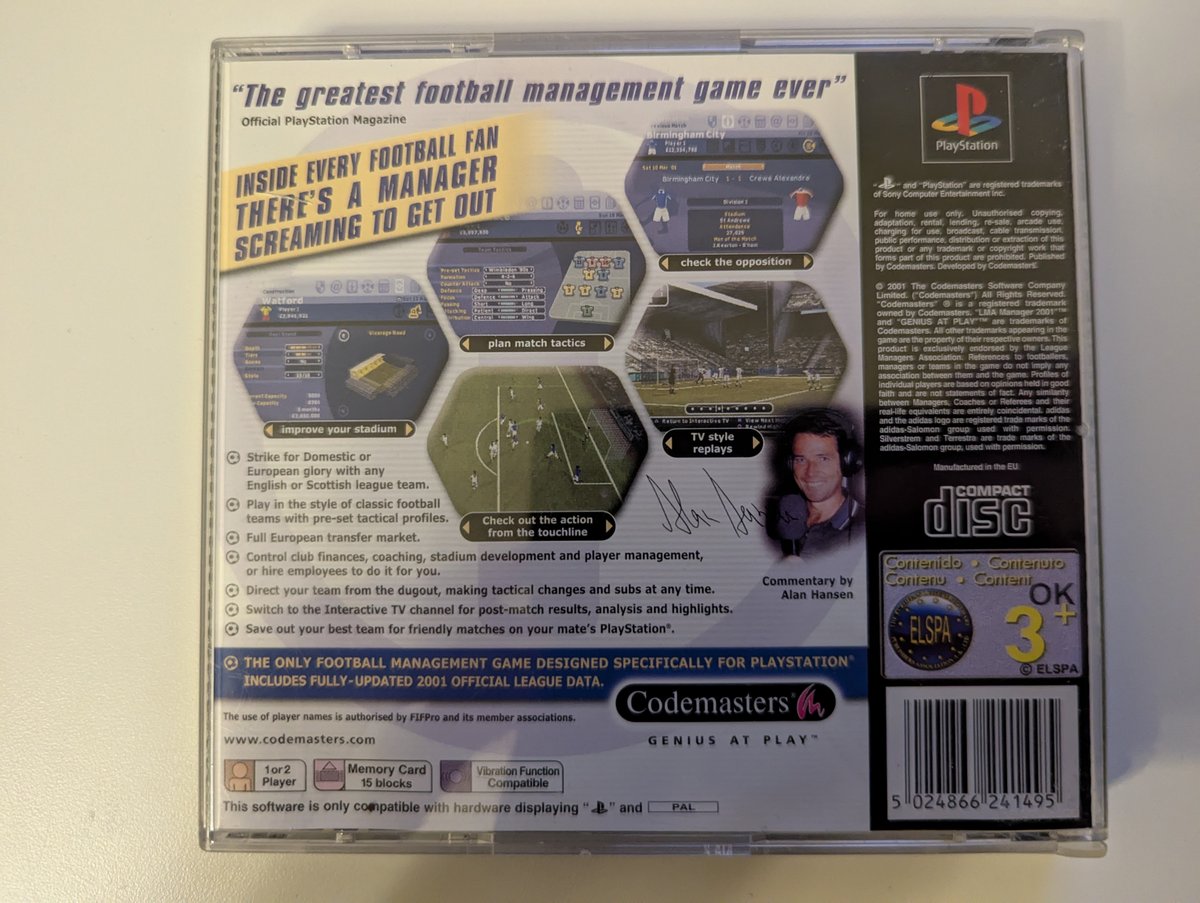 LMA Manager 2001 - Back Cover