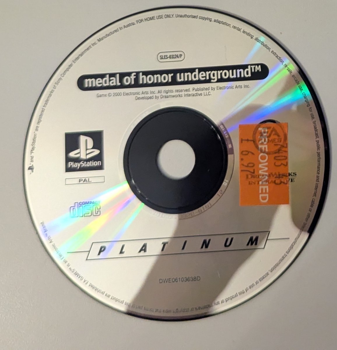 Medal of Honor: Underground - Disc 1 - PAL PlayStation 1