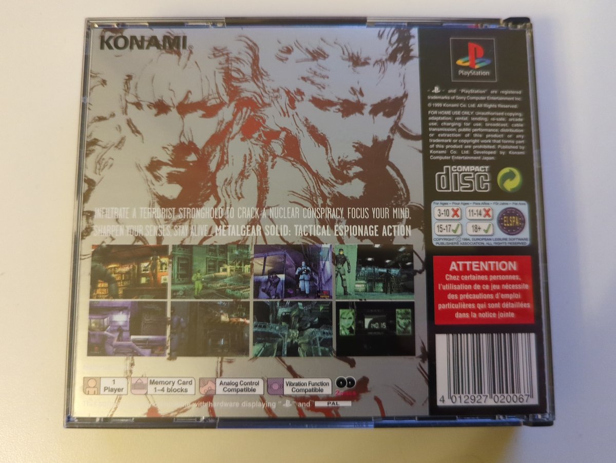Metal Gear Solid - Back Cover - PlayStation 1 PAL
