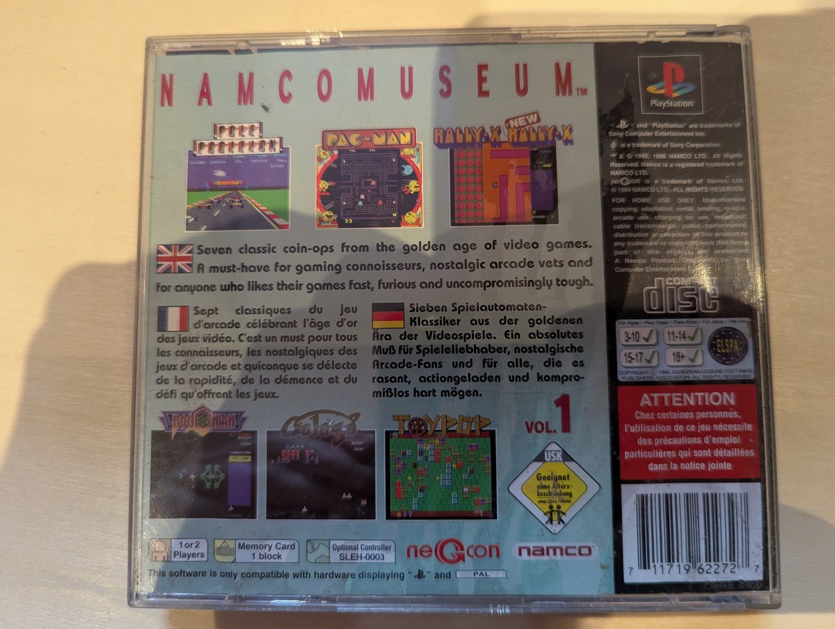 Namco Museum Vol. 1 - Back Cover