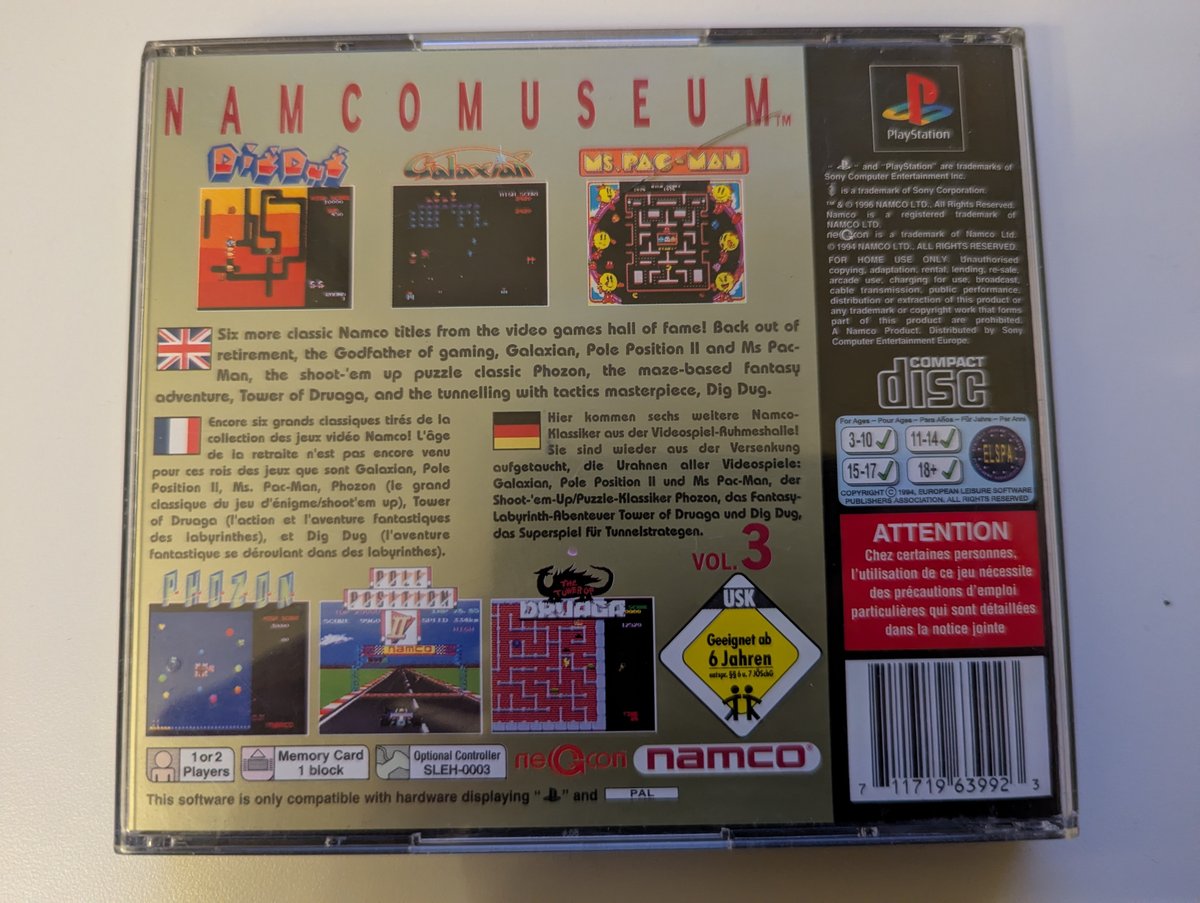 Namco Museum Vol. 3 - Back Cover
