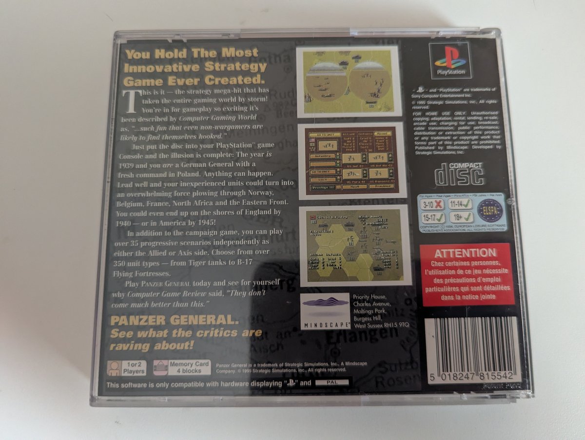 Panzer General - Back Cover