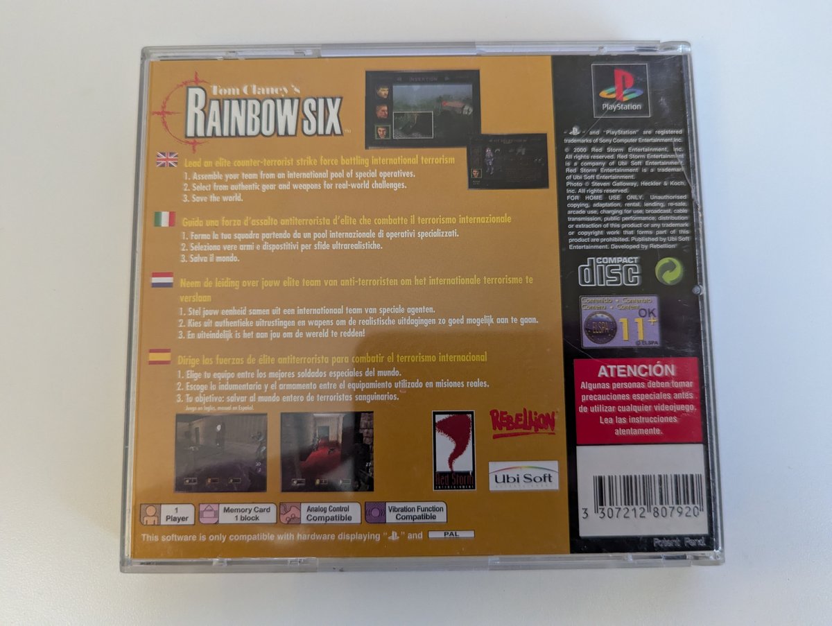 Tom Clancy's Rainbow Six - Back Cover