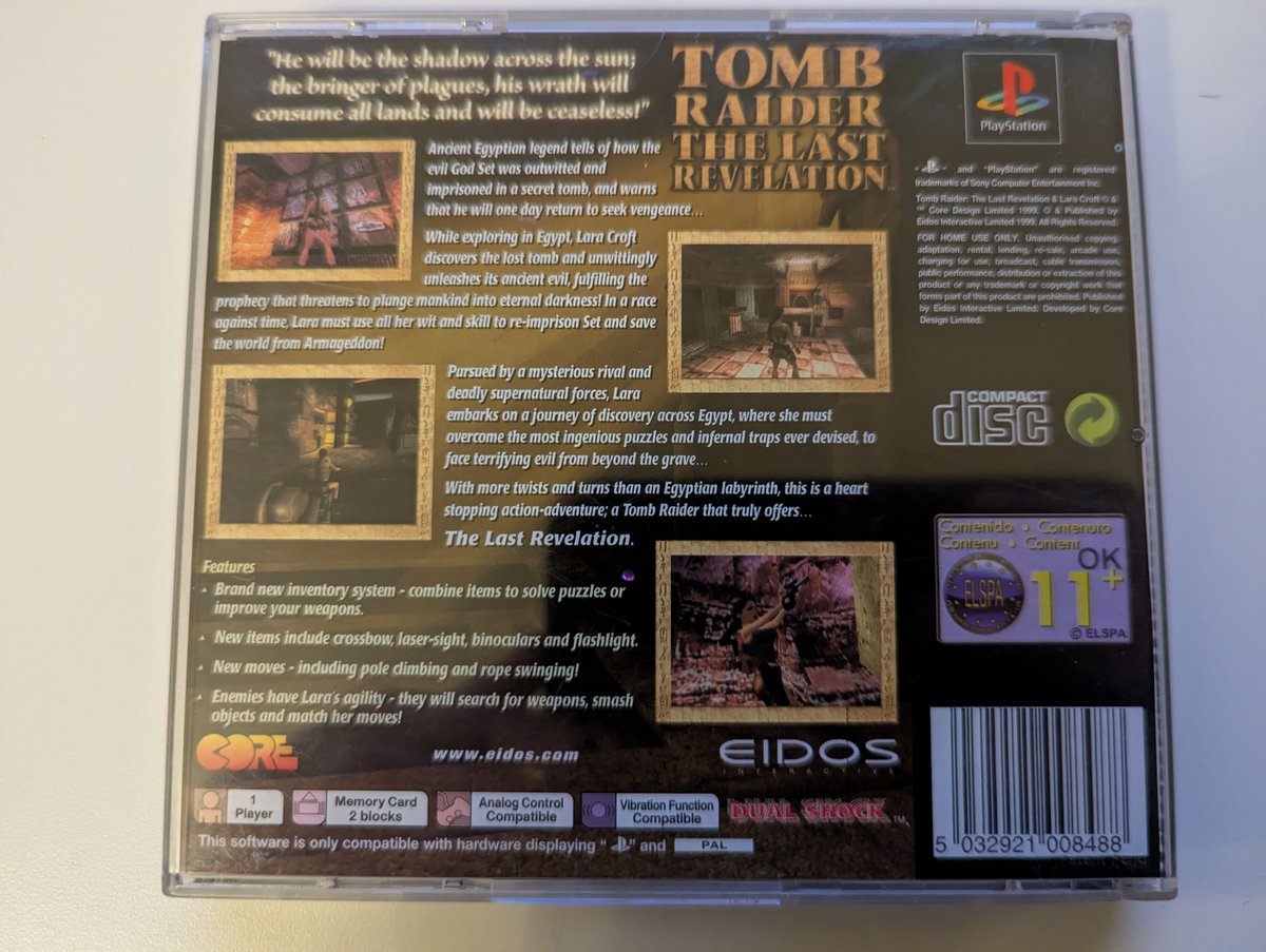 Tomb Raider: The Last Revelation - Back Cover