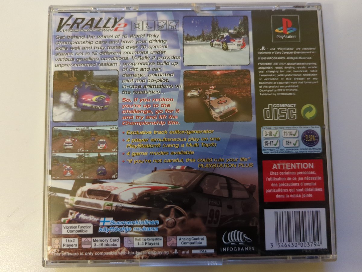 V-Rally 2 - Back Cover - PlayStation 1 PAL