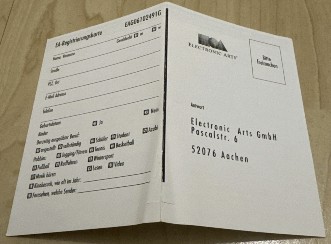 EA Pascalstr 6 Registration Card