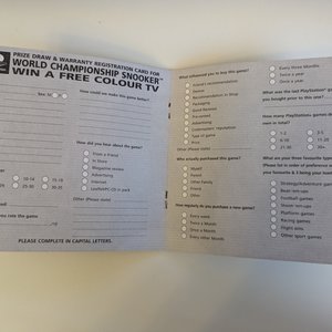 Manual Registration Card - World Snooker No1